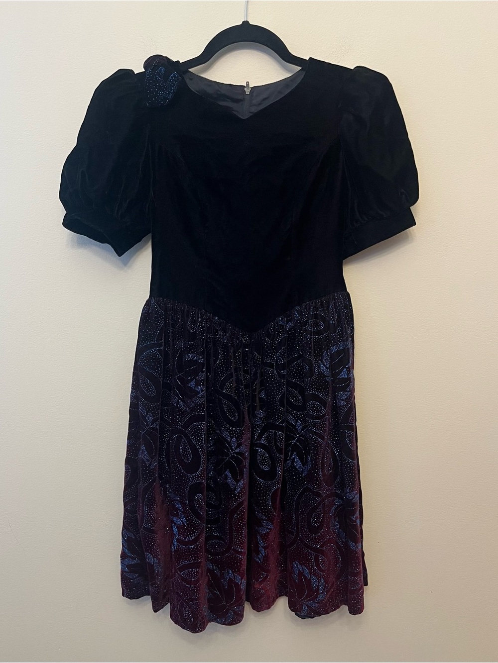 Vintage Jessica McClintock Gunne Sax Velvet Puff Sleeve Dress Girl's Size 10